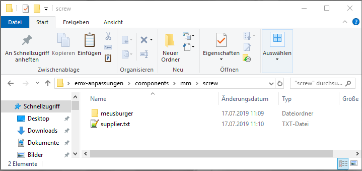 Kopieren der Vorlage aus der EMX Standardinstallation 